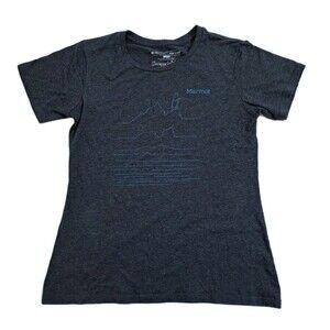 Marmot Shirt Women's Large Dark Gray Logo Graphic TShirt Tee Hike Trail Outdoor